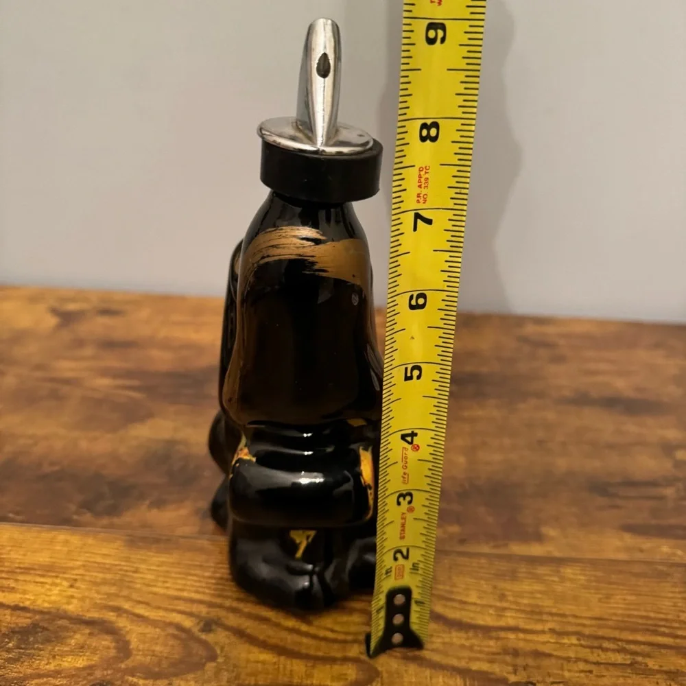 Vintage Booze Hound Liquor Decanter Japan Black‎ Gold Dog Barware 9
